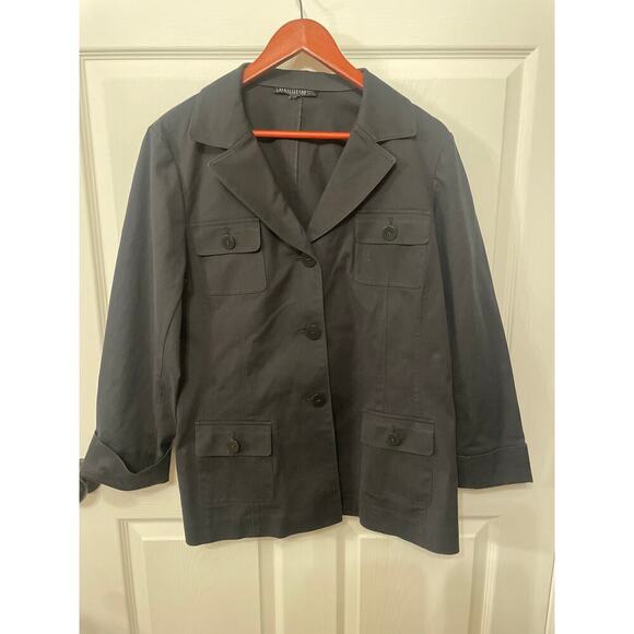Lafayette 148 New York Black Cotton Stretch 3-Button Blazer, L - Picture 1 of 5